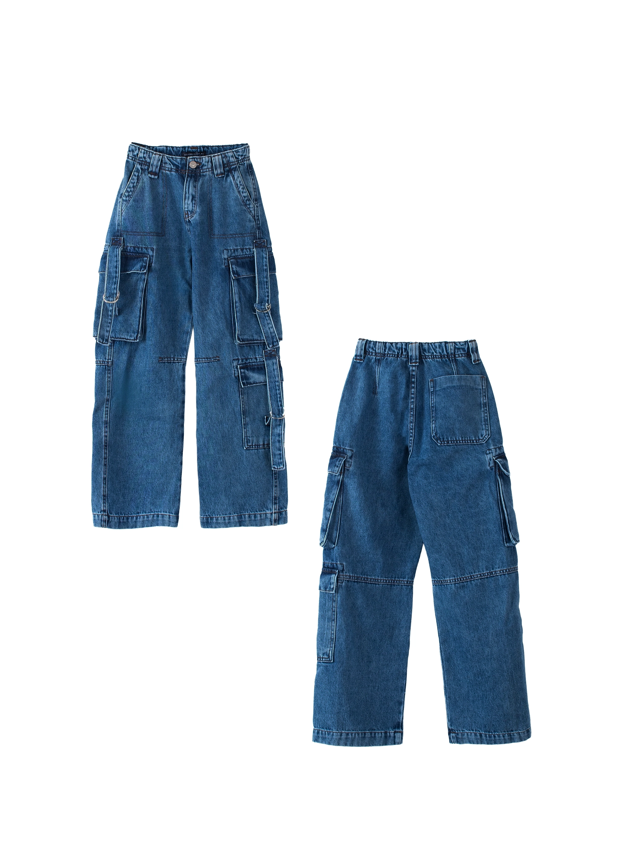 Multicargo-Jeans für Kinder mit breitem Bein