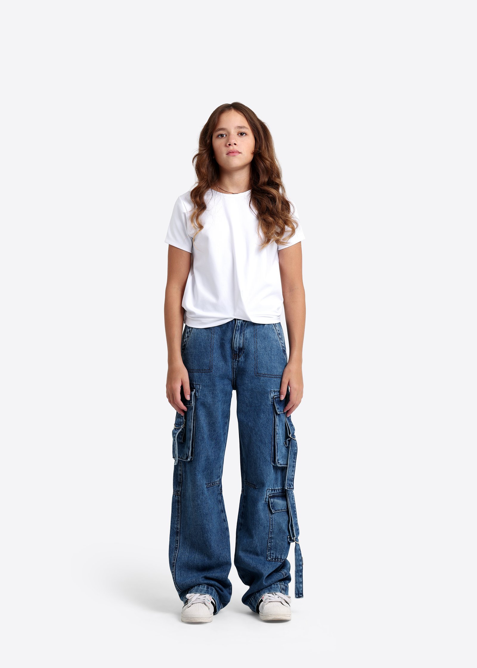 Multicargo-Jeans für Kinder mit breitem Bein