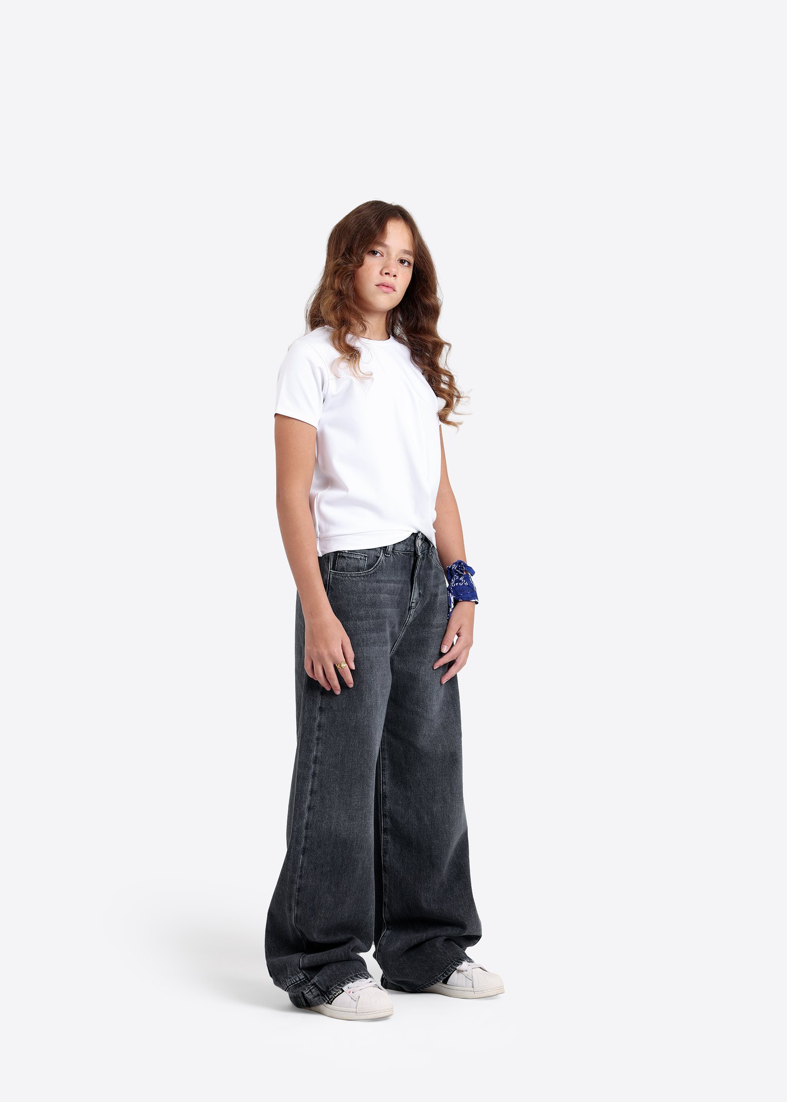 Denim-Hose mit weitem Bein