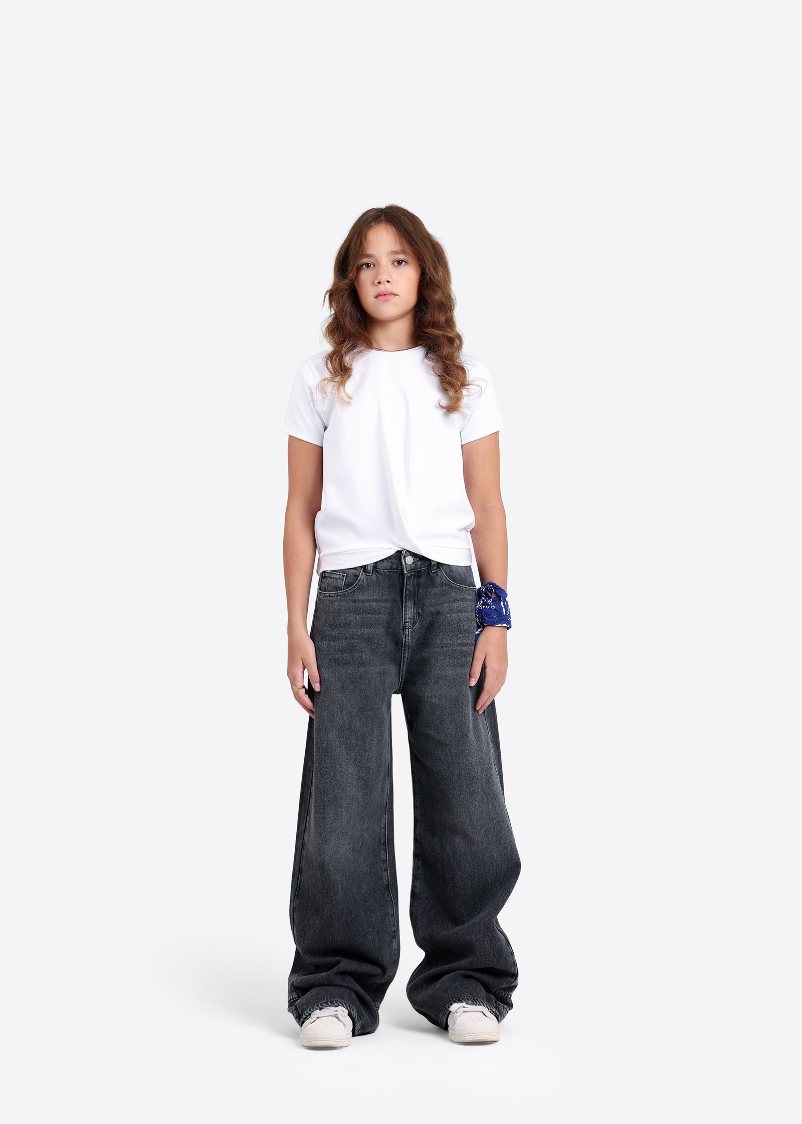 Denim-Hose mit weitem Bein