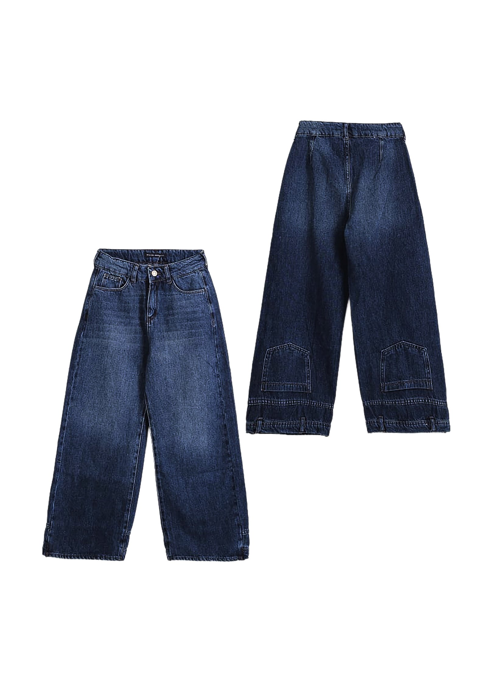 Patch-Cargo-Jeans mit weitem Bein