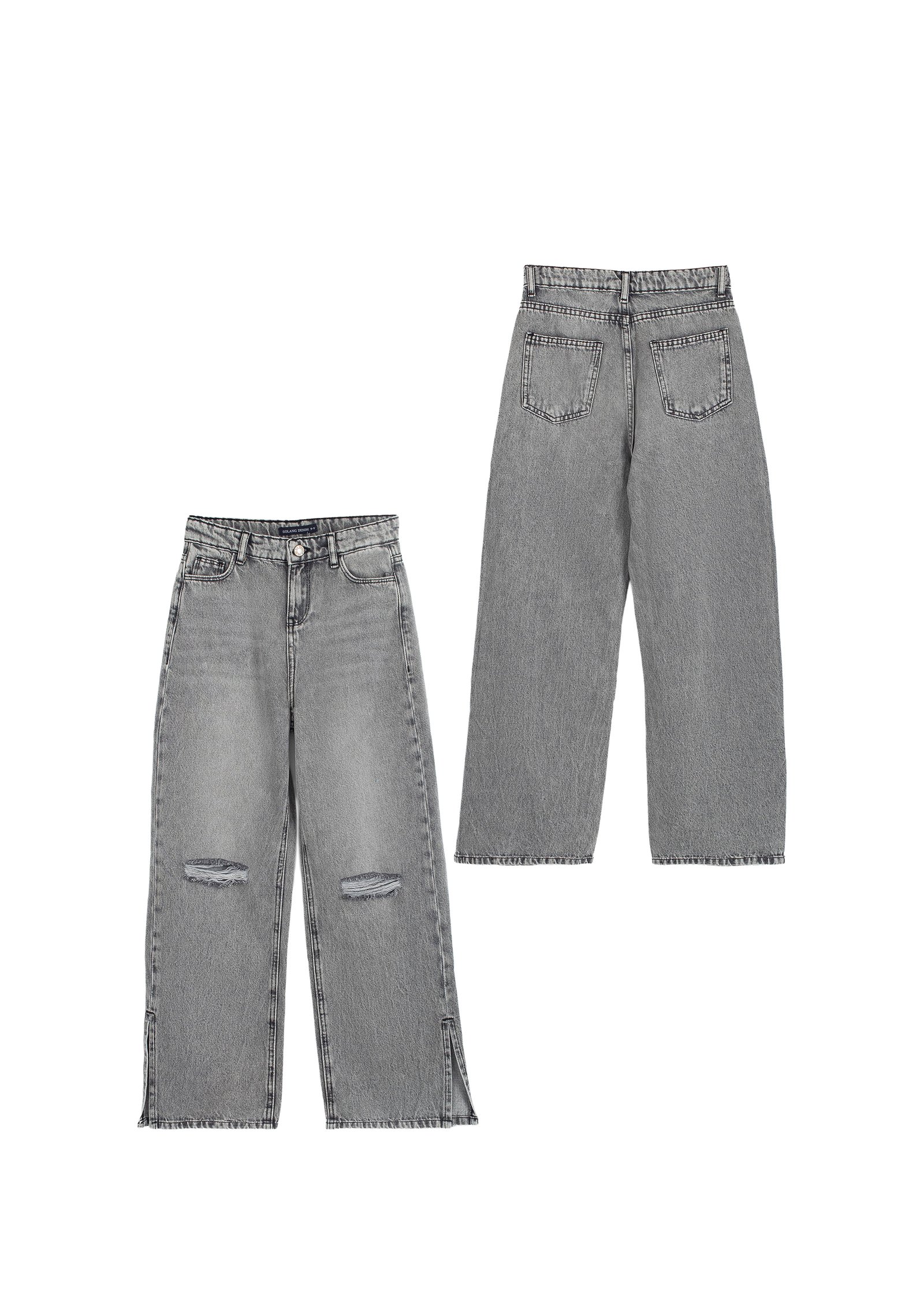 Denim-Hose mit weitem Bein
