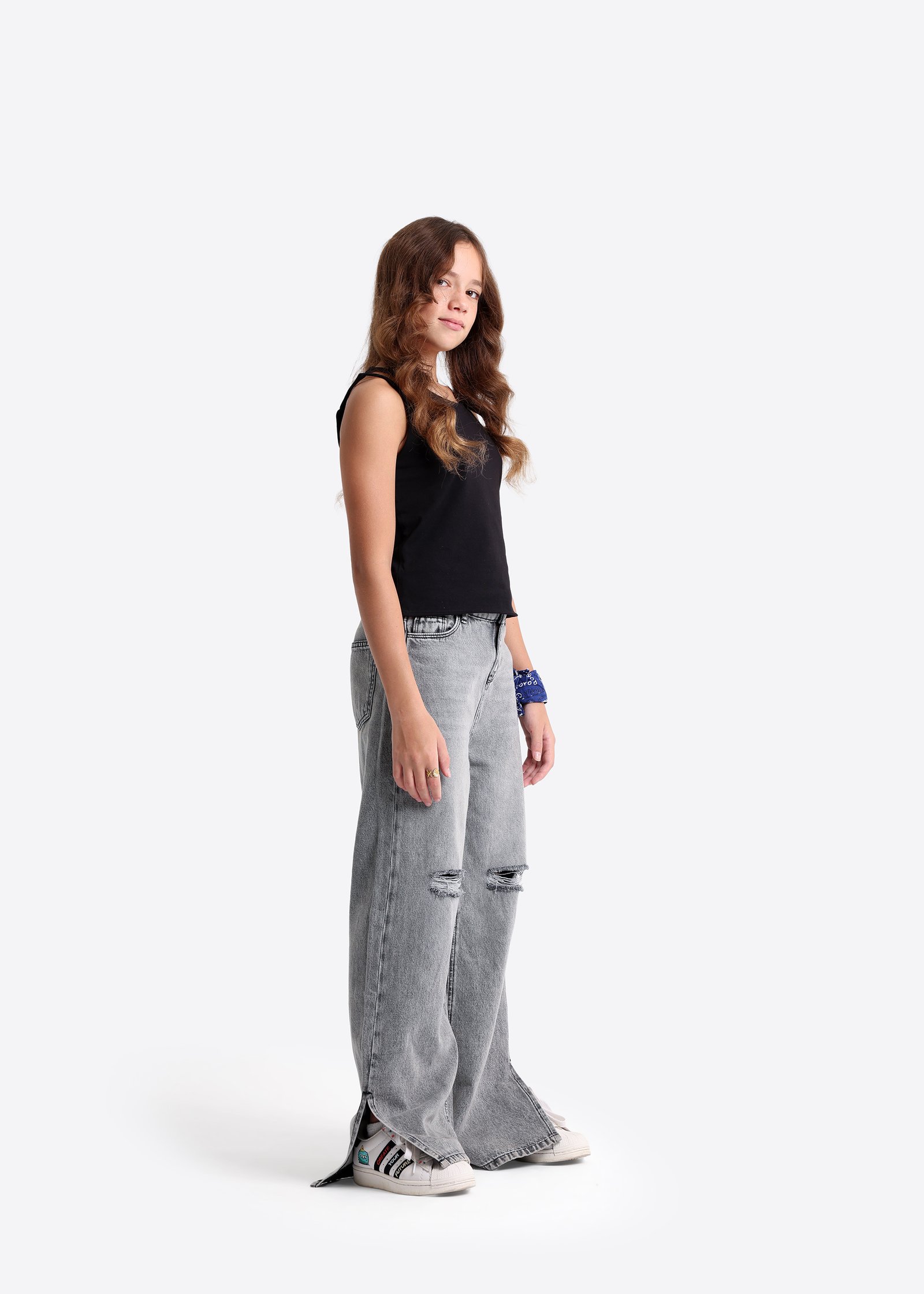 Denim-Hose mit weitem Bein