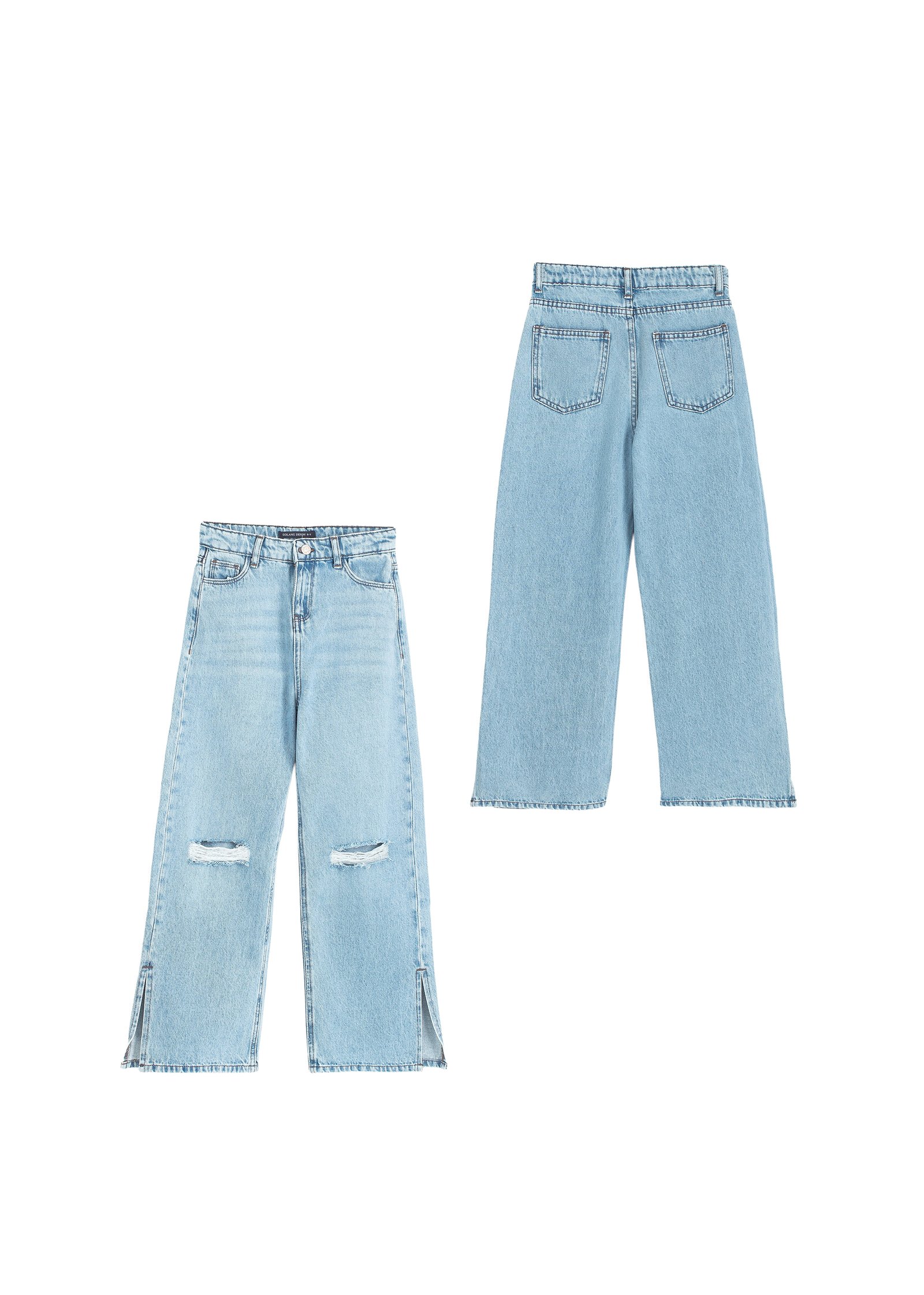 Denim-Hose mit weitem Bein