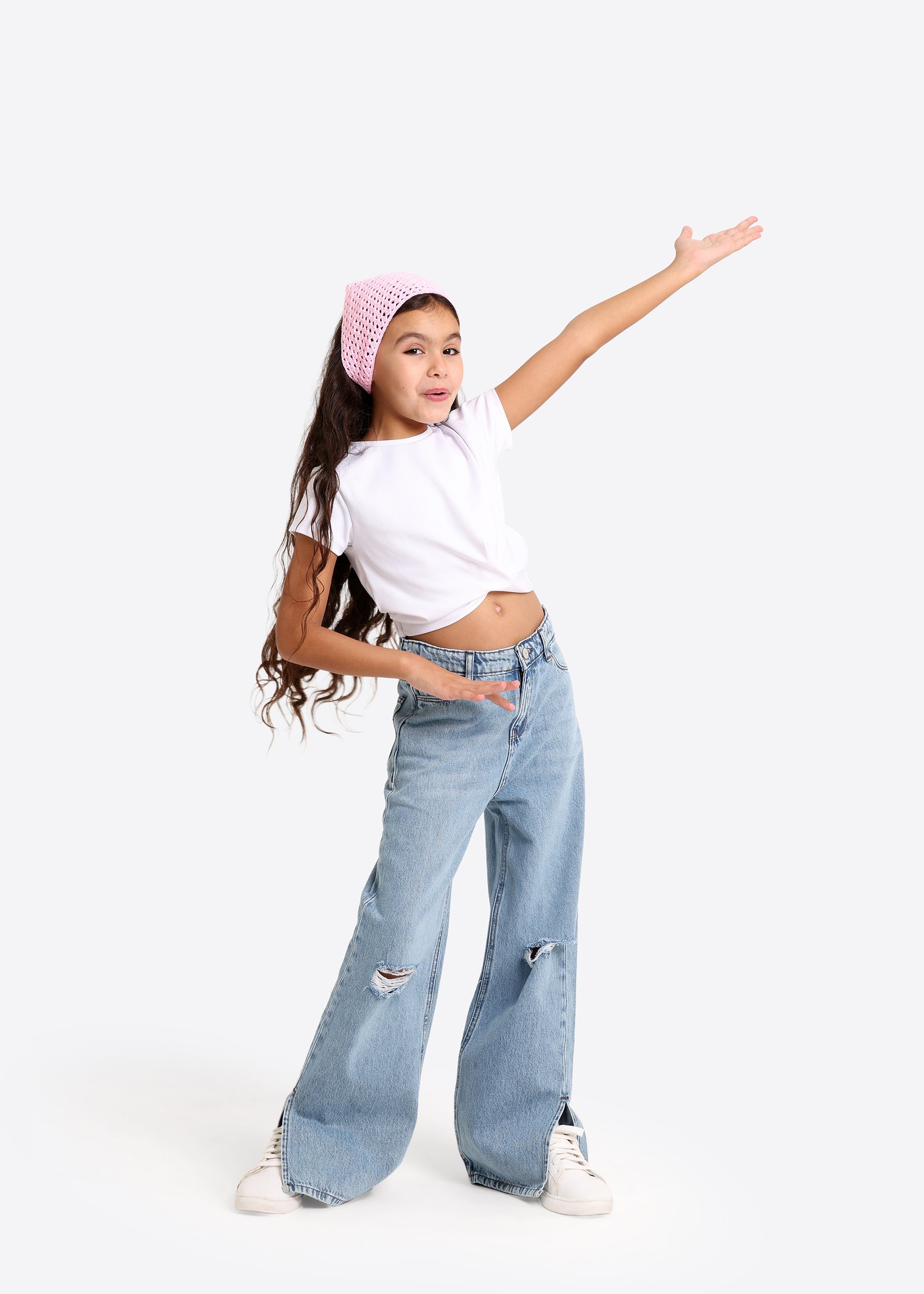 Denim-Hose mit weitem Bein