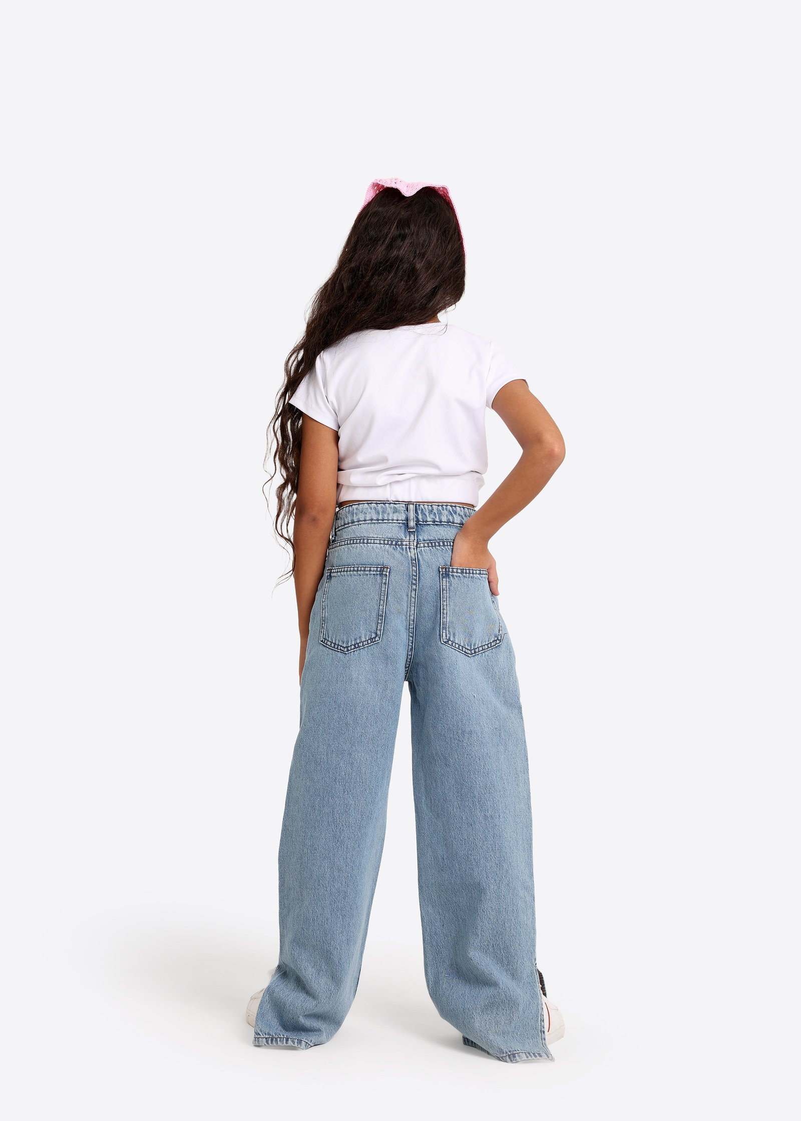 Denim-Hose mit weitem Bein