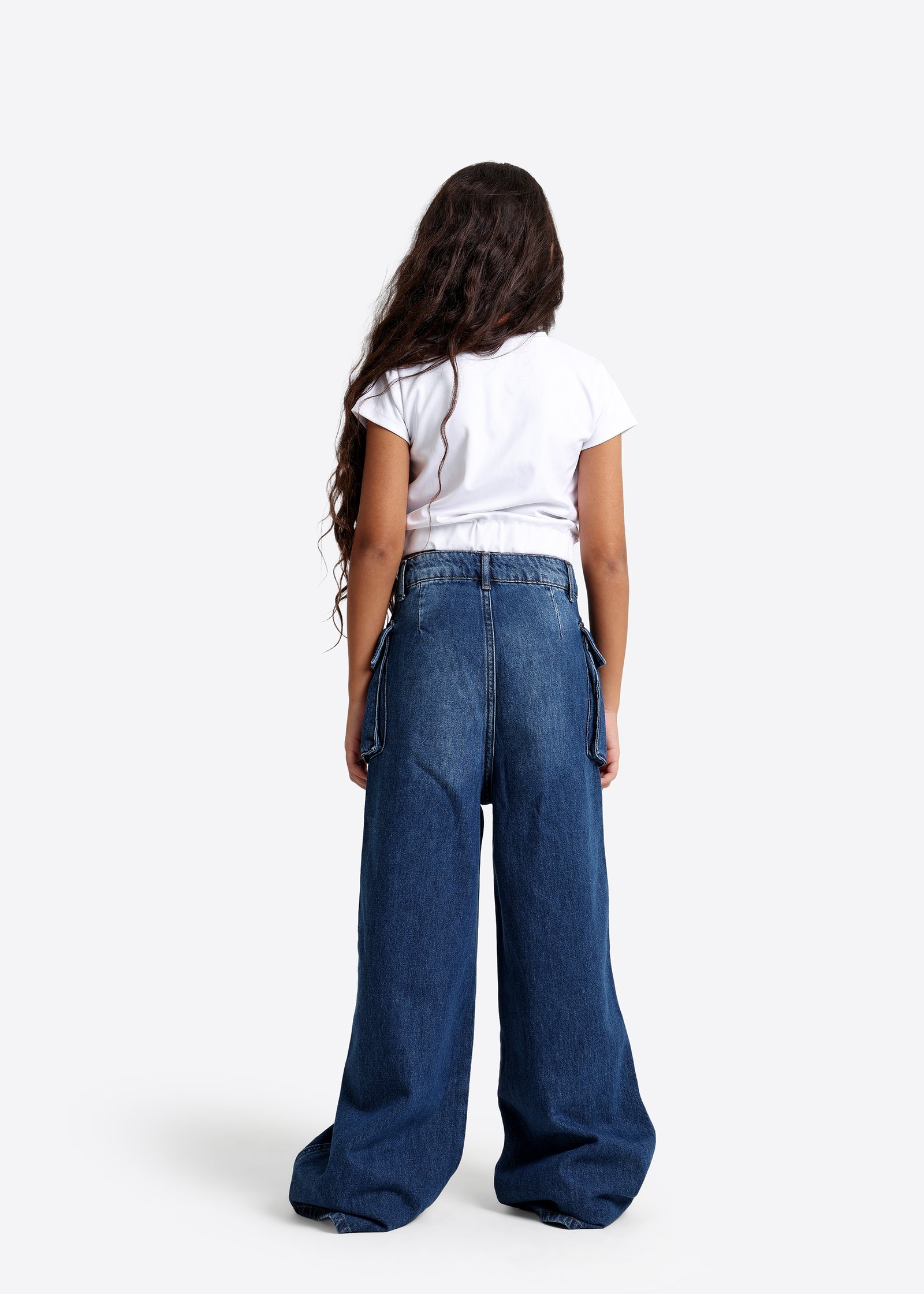 Cargo-Denim-Hose mit weitem Bein
