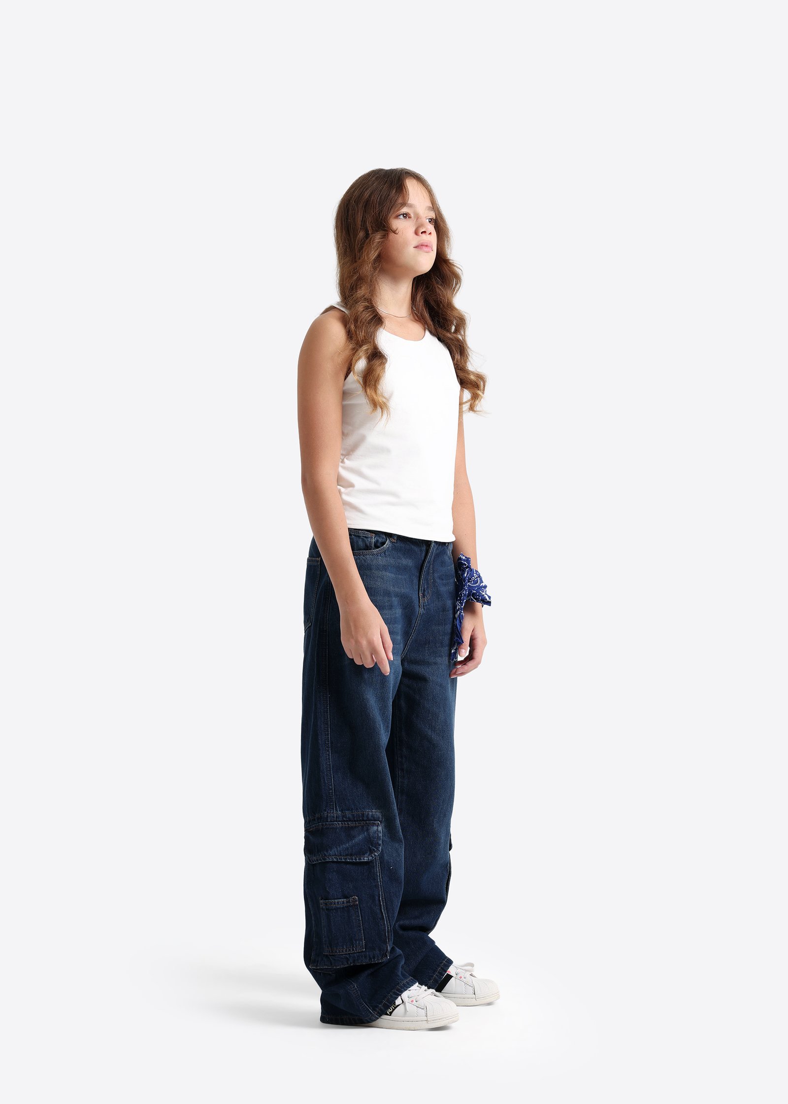 Cargo-Jeans für Kinder mit weitem Bein
