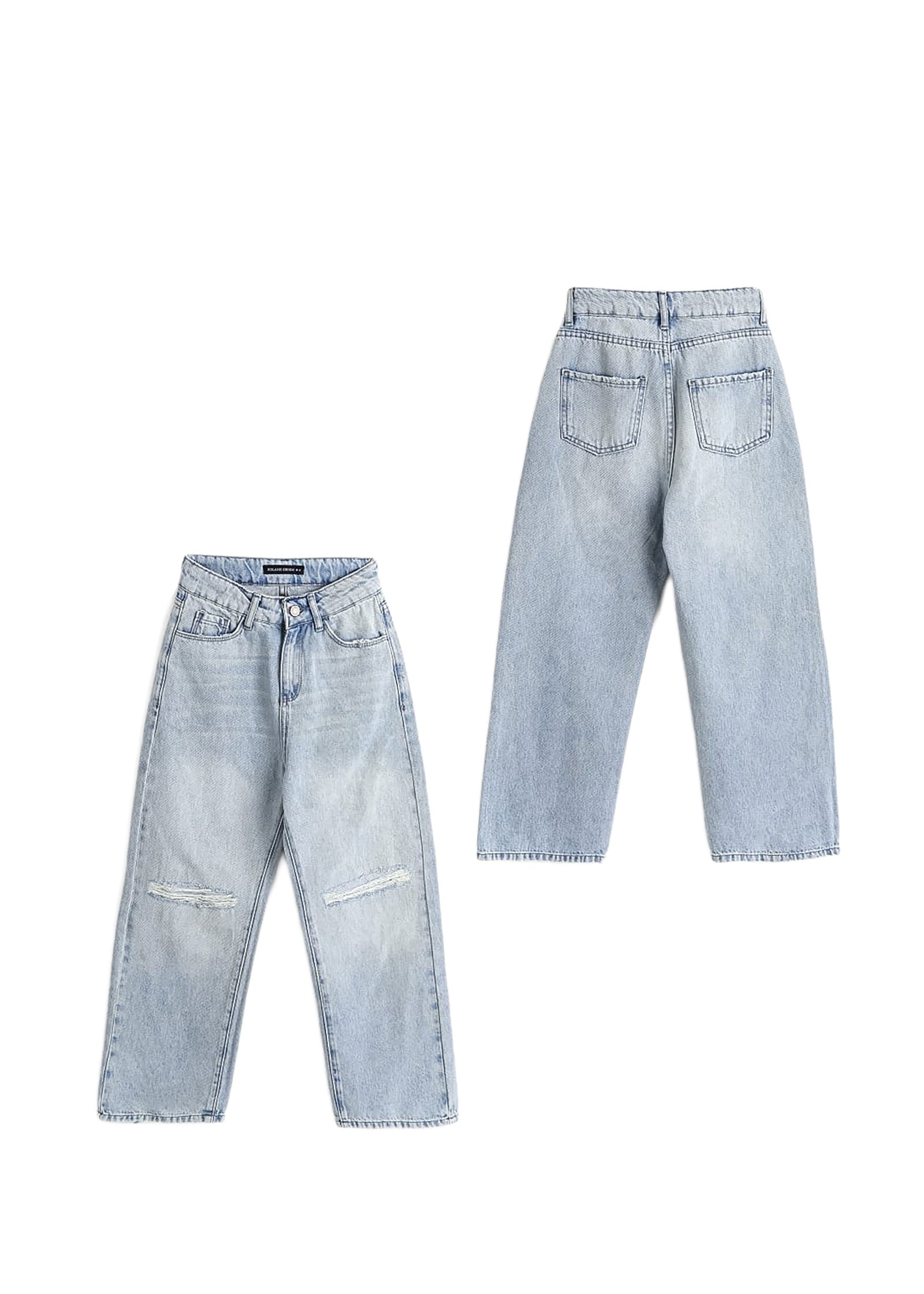 Denim-Hose mit weitem Bein