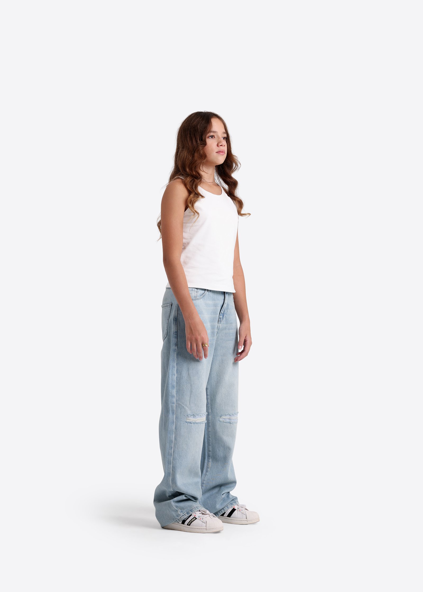 Denim-Hose mit weitem Bein
