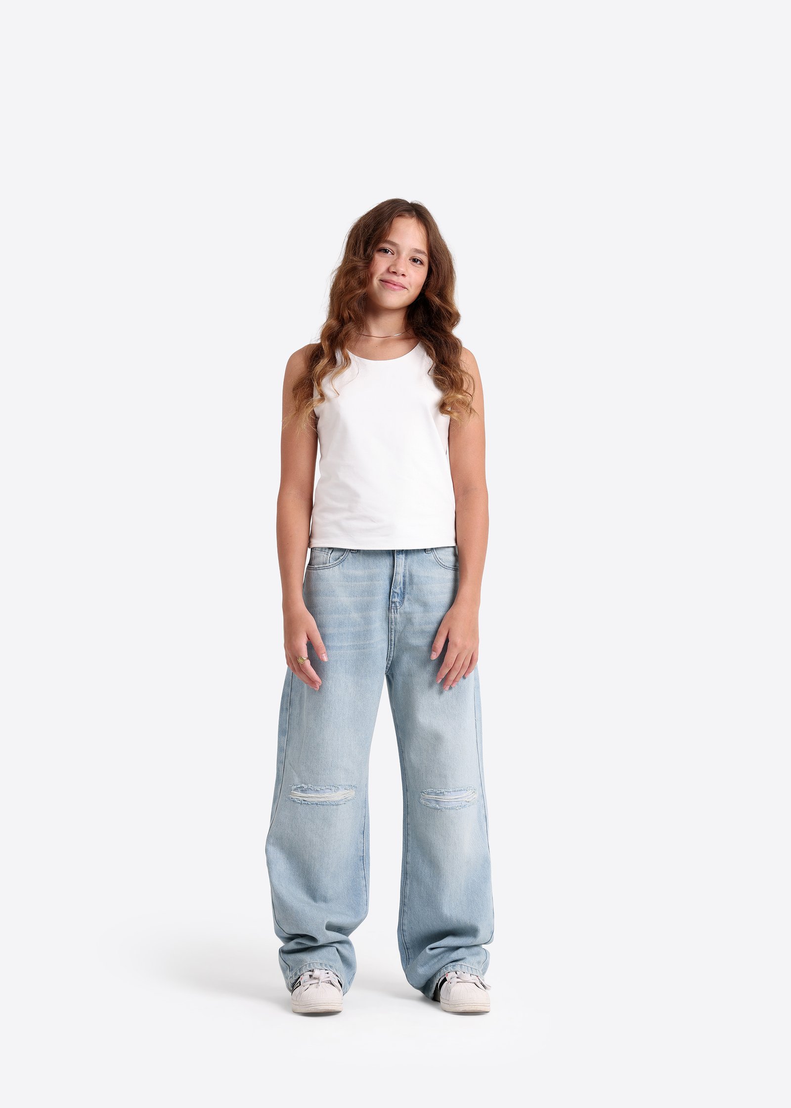 Denim-Hose mit weitem Bein