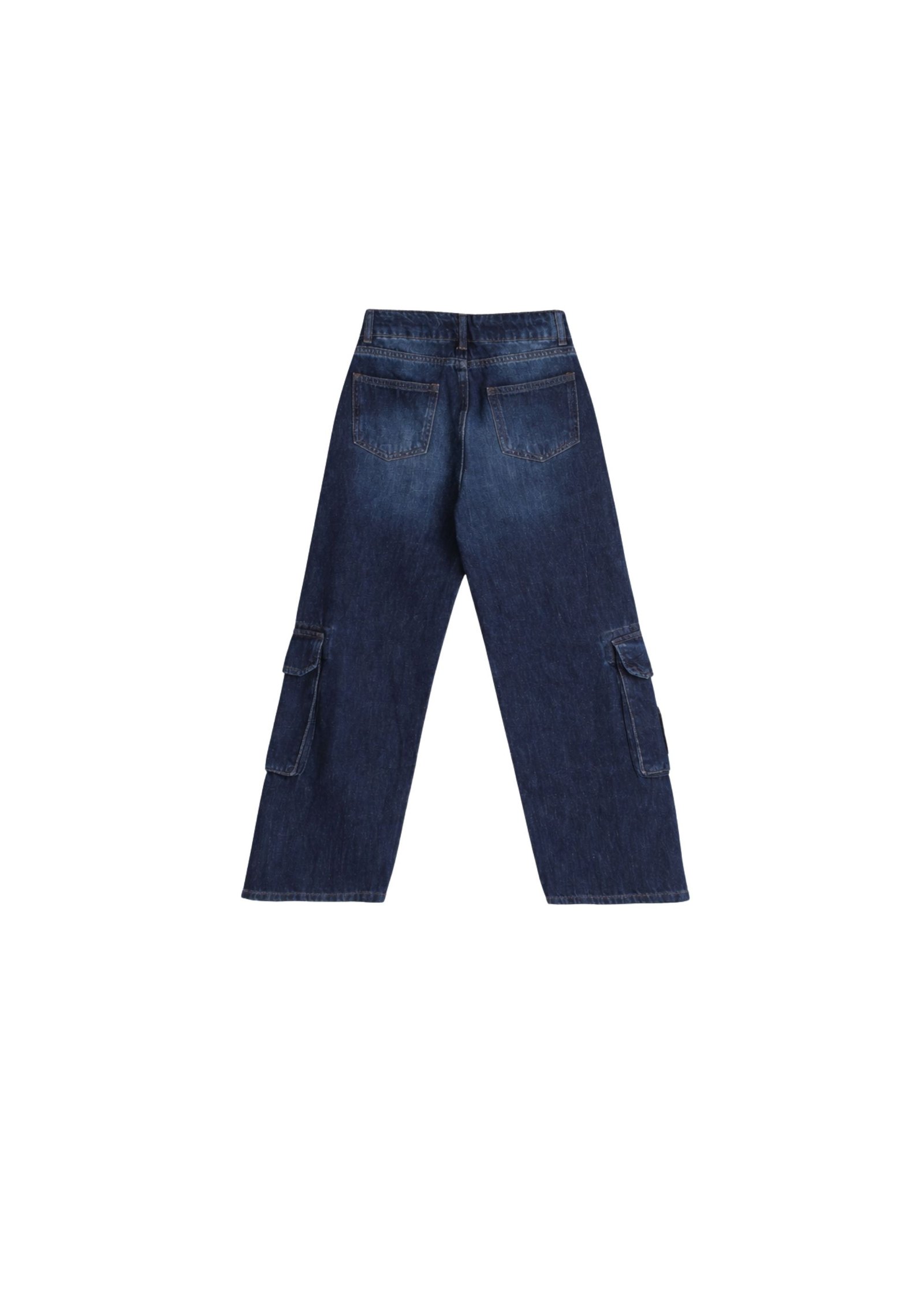 Dunkelblaue Cargo-Jeans für Teenager