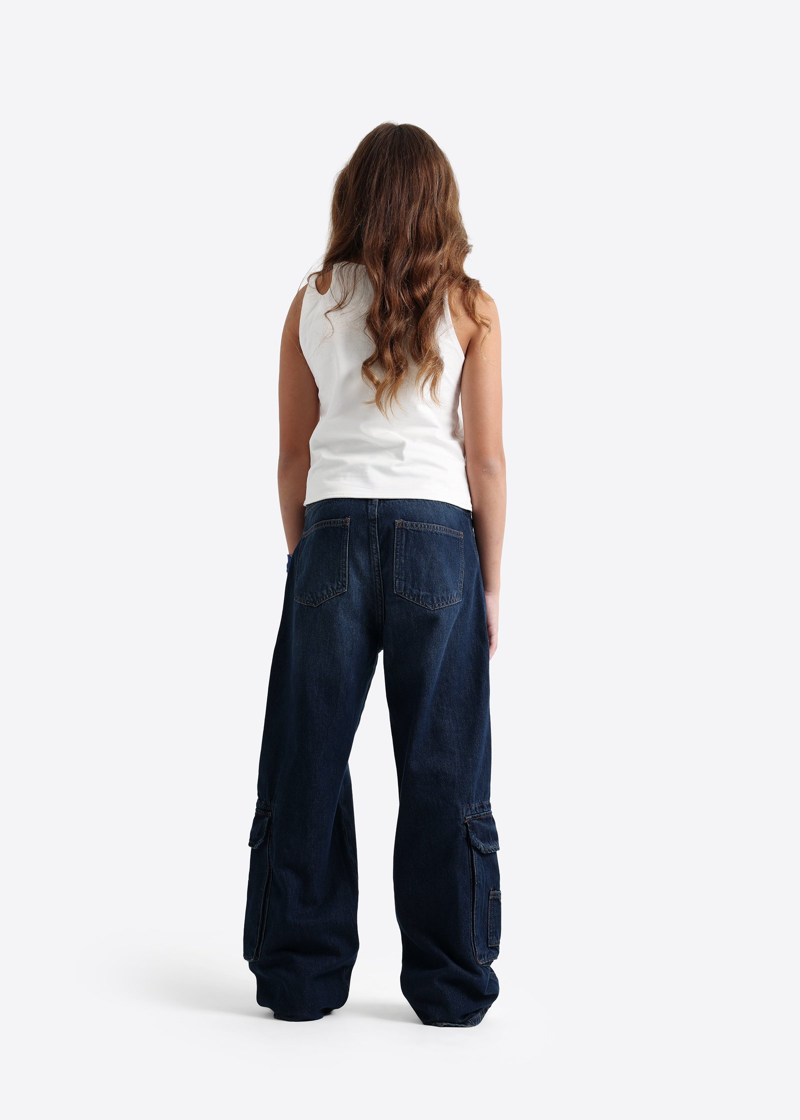 Dunkelblaue Cargo-Jeans für Teenager