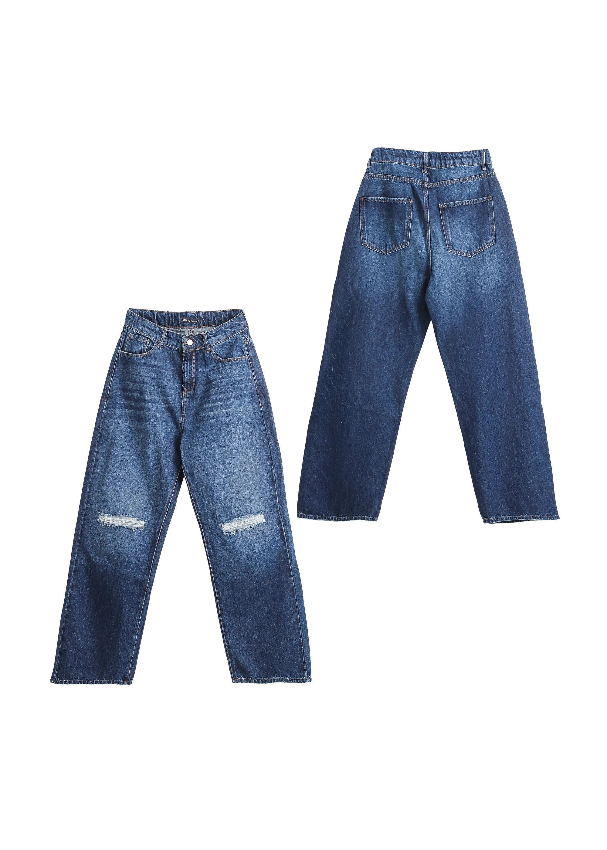 Denim-Hose mit weitem Bein