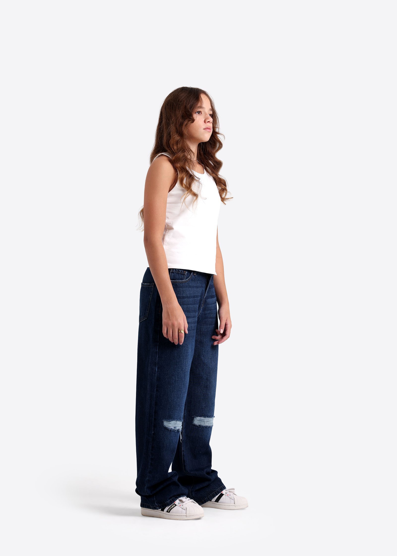 Denim-Hose mit weitem Bein