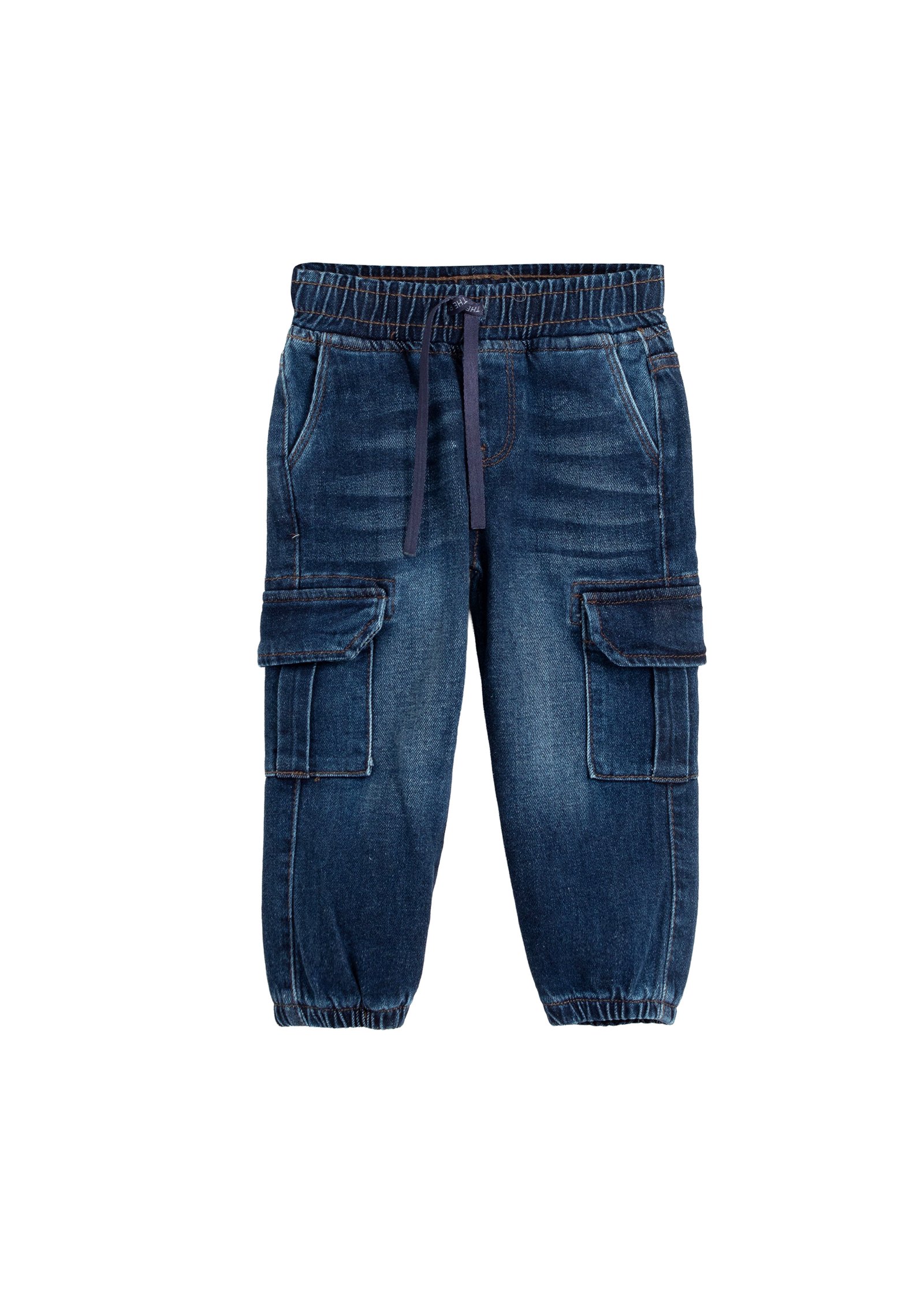 Denim cargo joggers