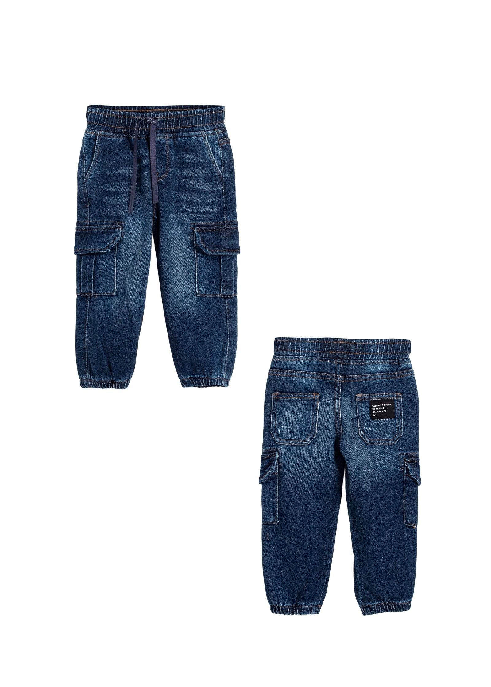 Denim cargo joggers