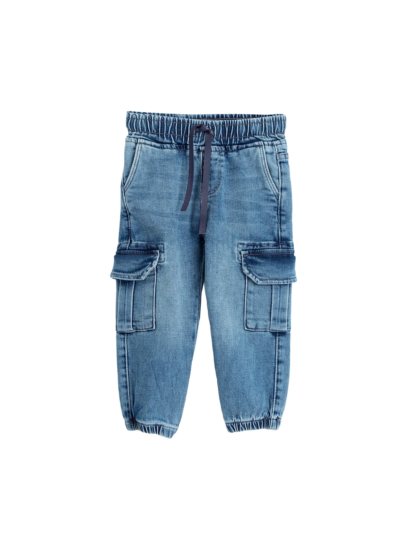 Denim cargo joggers