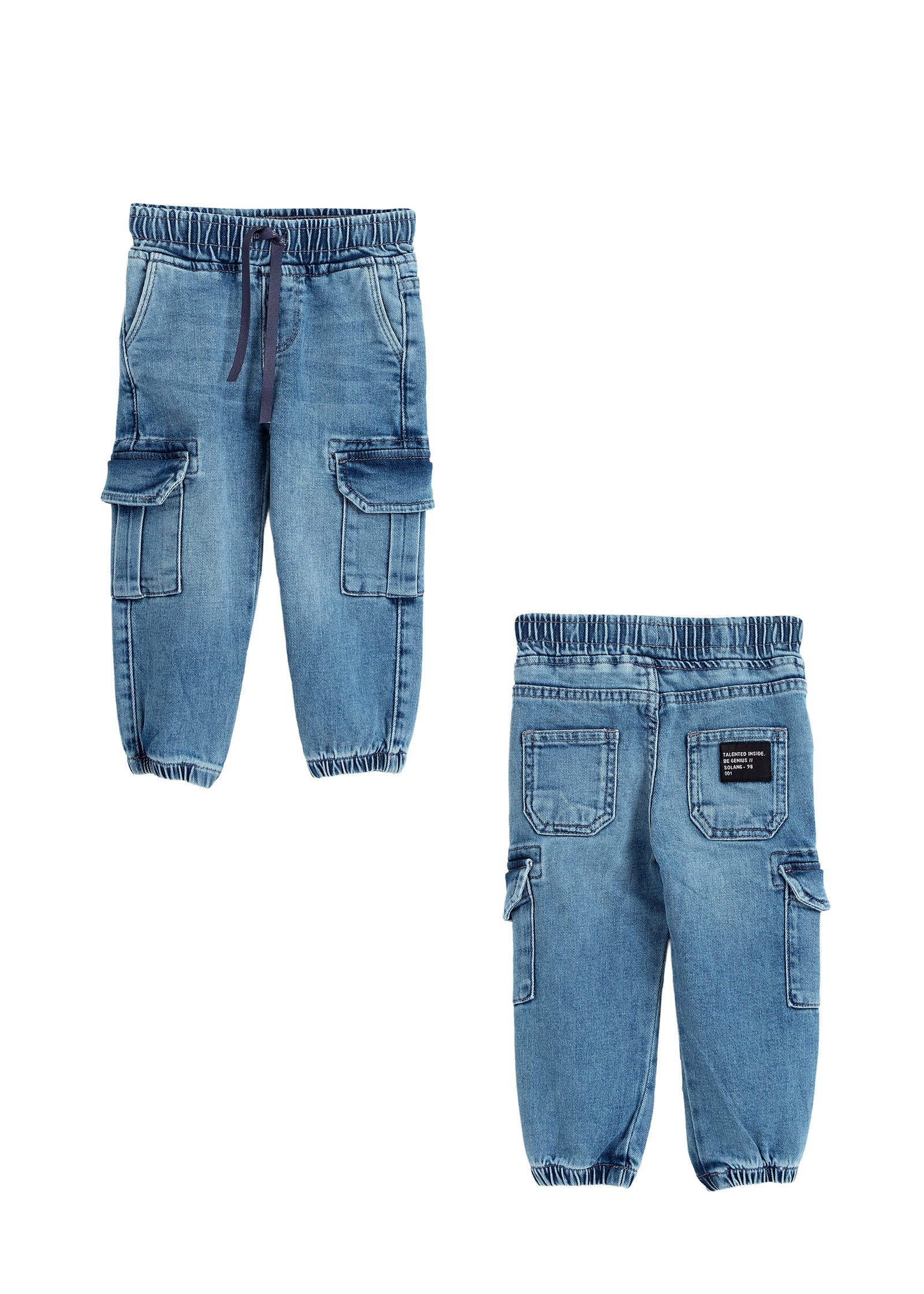 Denim cargo joggers