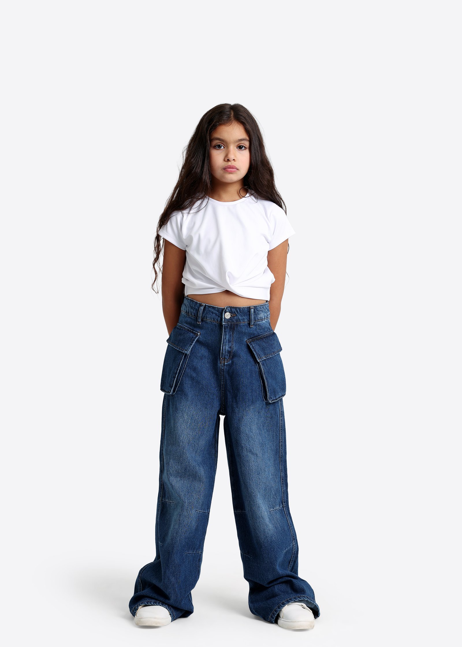 Cargo-Denim-Hose mit weitem Bein