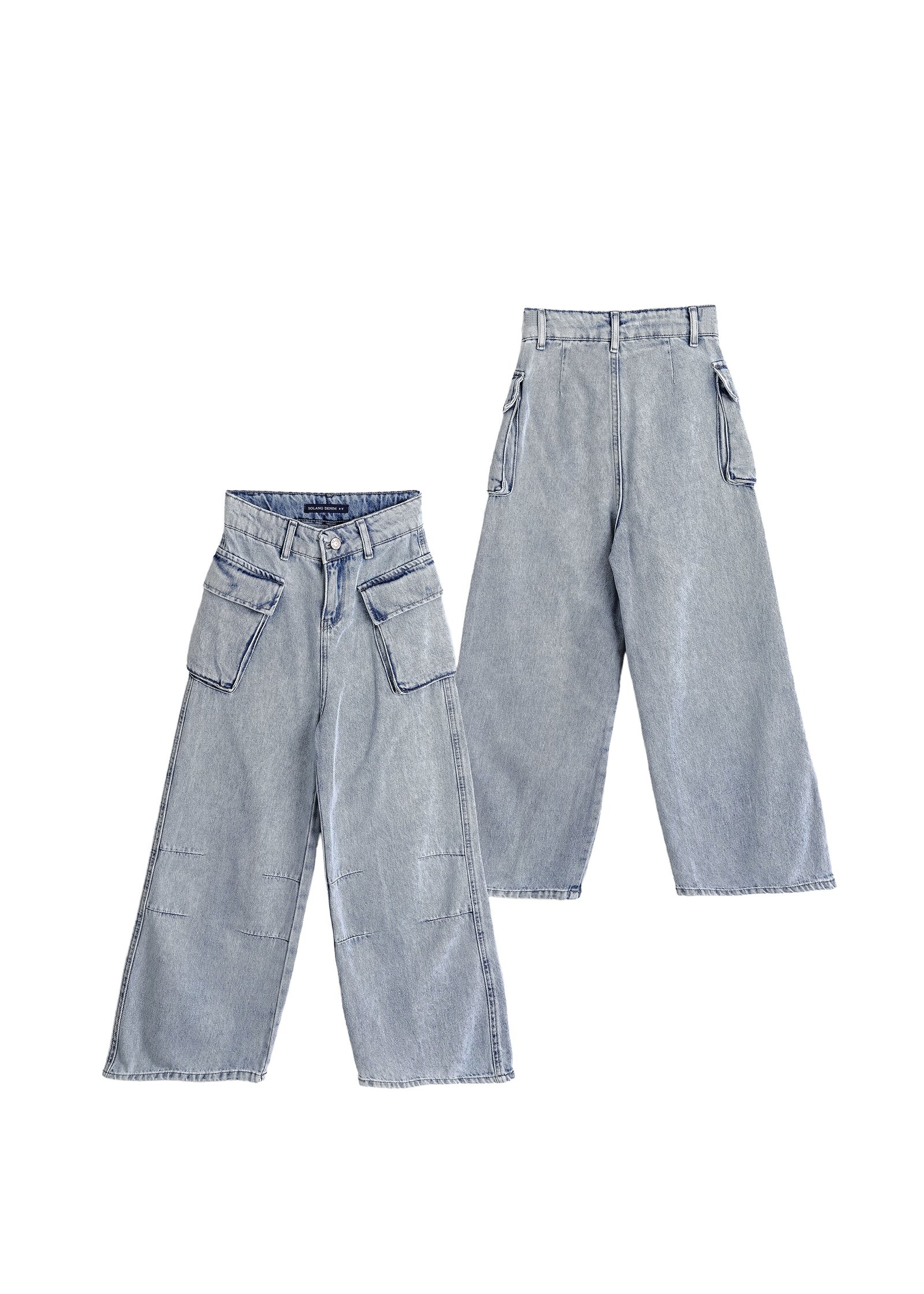 Cargo-Denim-Hose mit weitem Bein