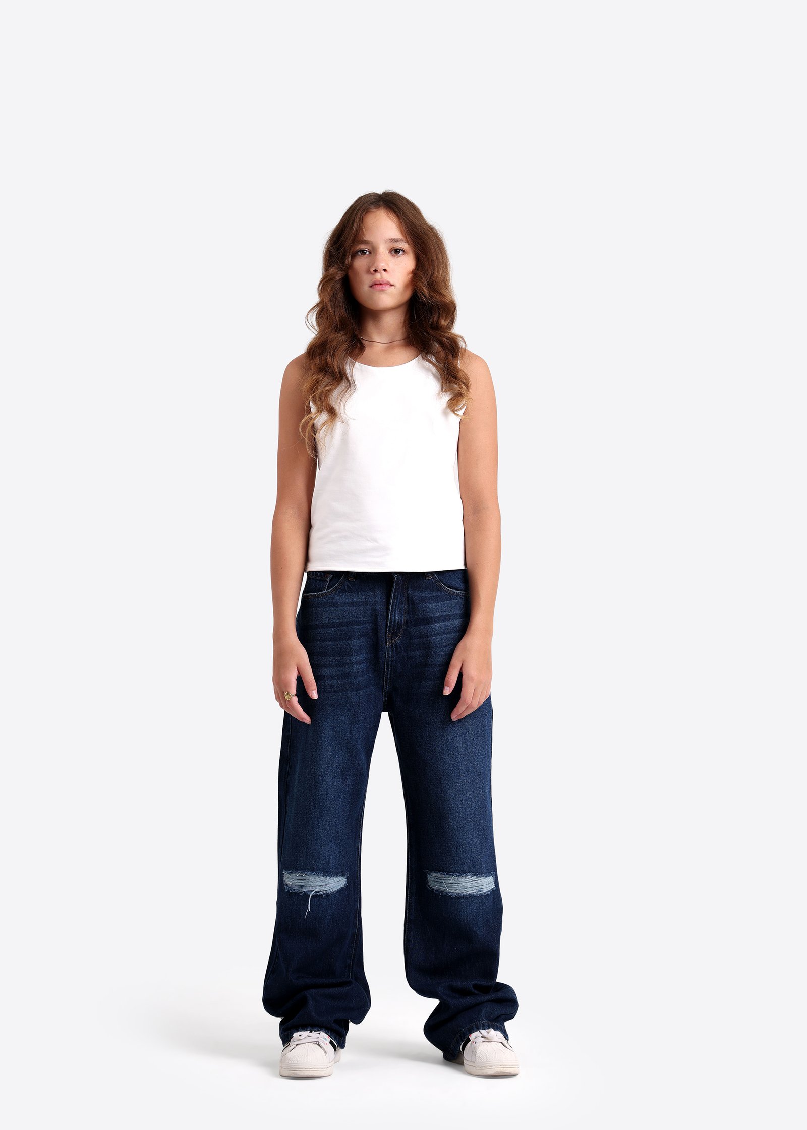 Denim-Hose mit weitem Bein